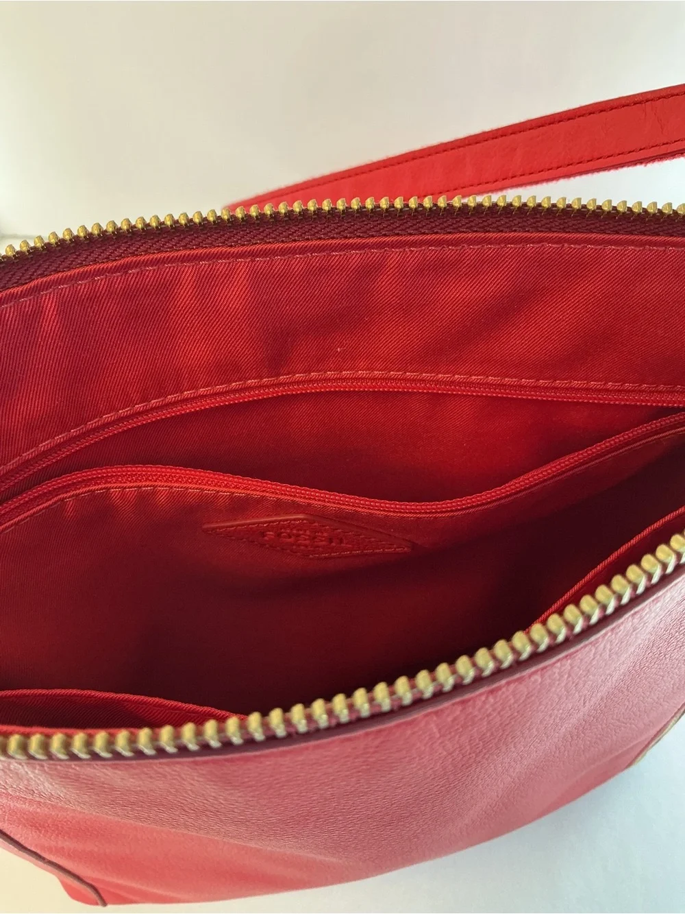 Fossil Red Leather Shoulder Crossbody Purse Bag with Adjustable Strap